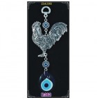 Silver Plated  Metal Cock with Evil Eye Bead