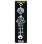 Silver Pilated  Metal Hamsa with Evil Eye Bead