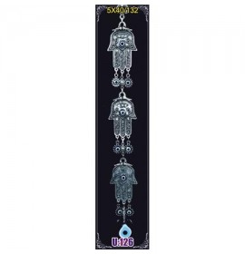 Silver Plated  Metal Hamsa Triple Wall Hanging