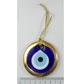 9 cm Gold Trim Turkish Evil Eye Bead