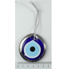 5.5 cm Silver Trim Turkish Evil Eye Bead