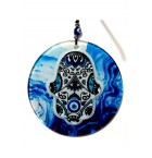 Blue Embossed Fatma Ana Blessing Hand Evil Eye Bead Fusion Wall Decoration