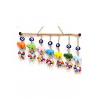 Ceramic Seven Pieces Elephant Evil Eye Beads Colorful Wooden Beads Door, Wall And Garden Ornament