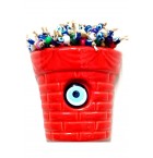 Double Glazed Ceramic Evil Eye Beads Red Flower Pot Wall Ornament And Amulet