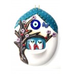 Double Glazed Ceramic Handmade Bird House Wall Ornament Evil Eye Beads