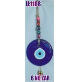 LINEN YARN KNITTING MACROME  WITH EVIL EYE WALL HANGING