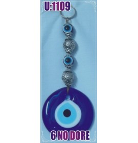 LINEN YARN KNITTING MACROME WITH EVIL EYE WALL HANGING