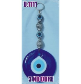 LINEN YARN KNITTING MACROME WITH EVIL EYE WALL HANGING