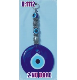 LINEN YARN KNITTING MACROME WITH EVIL EYE WALL HANGING