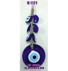 LINEN YARN KNITTING MACROME WITH EVIL EYE WALL HANGING