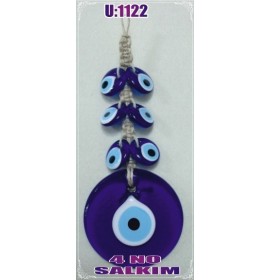 LINEN YARN KNITTING MACROME WITH EVIL EYE WALL HANGING