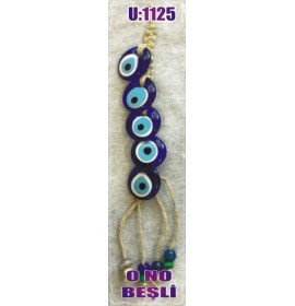 LINEN YARN KNITTING MACROME WITH EVIL EYE WALL HANGING