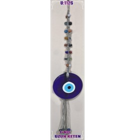 LINEN YARN KNITTING MACROME WITH EVIL EYE WALL HANGING