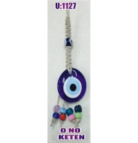LINEN YARN KNITTING MACROME WITH EVIL EYE WALL HANGING