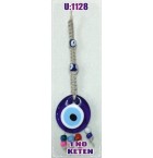 LINEN YARN KNITTING MACROME WITH EVIL EYE WALL HANGING