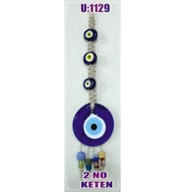LINEN YARN KNITTING MACROME WITH EVIL EYE WALL HANGING