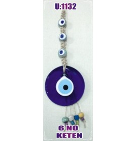LINEN YARN KNITTING MACROME WITH EVIL EYE WALL HANGING 
