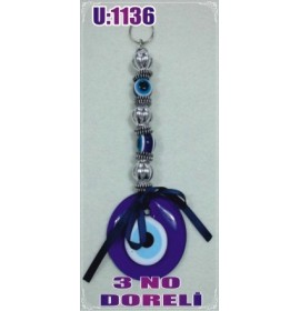 LINEN YARN KNITTING MACROME WITH EVIL EYE WALL HANGING