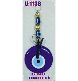 LINEN YARN KNITTING MACROME WITH EVIL EYE WALL HANGING