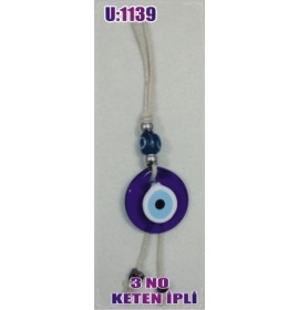 LINEN YARN KNITTING MACROME WITH EVIL EYE WALL HANGING
