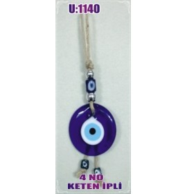 LINEN YARN KNITTING MACROME WITH EVIL EYE WALL HANGING