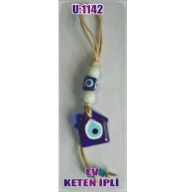 LINEN YARN KNITTING MACROME WITH EVIL EYE WALL HANGING