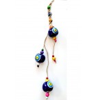 Evil Eye Beaded Ceramic 3 Ball Handmade Wall Ornament