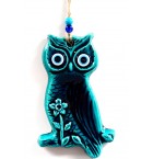 Evil Eye Beaded Turquoise Color Ceramic Owl Handmade Mini Wall Ornament