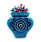 Evil Eye Beaded Turquoise Sun Patterned Ceramic Flowerpot Wall