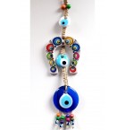 Eye Patterned Glass Evil Eye Beads Horseshoe Ceramic Wall Ornament