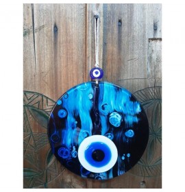 fusion glass and evil eye wall decor