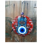 Hamsa hand fusion glass and evil eye wall decor