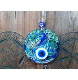 Peafowl  Fusion glass and evil eye wall decor