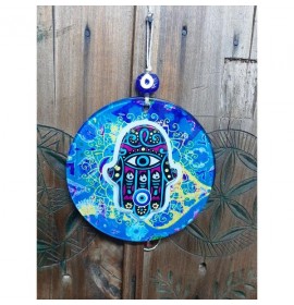 3D Hamsa Hand fusion glass and evil eye wall decor