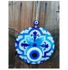 fusion glass and evil eye wall decor