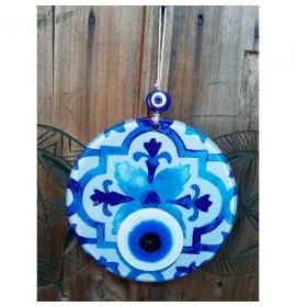 fusion glass and evil eye wall decor