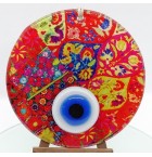 Patterned fusion glass and evil eye wall decor