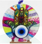 Hamsa Hand fusion glass and evil eye wall decor	