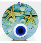 Starfish  fusion glass and evil eye wall decor