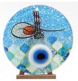 Tugra fusion glass and evil eye wall decor