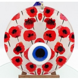 Poppy fusion glass and evil eye wall decor