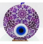 Purple Flowers fusion glass and evil eye wall decor