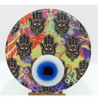 Hamsa hand fusion glass and evil eye wall decor