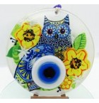 Owl fusion glass and evil eye wall decor