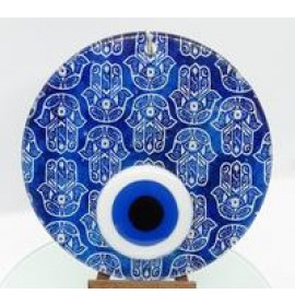 Hamsa Hand fusion glass and evil eye wall decor