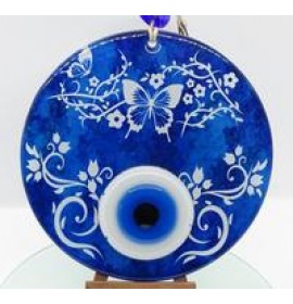 Butterfly fusion glass and evil eye wall decor