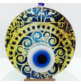Fusion glass and evil eye wall decor