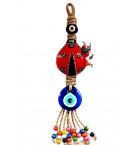 Red Ladybug Evil Eye Beads Ceramic Small Size Handmade Wall Ornament