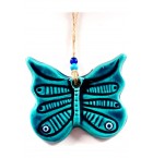 Turquoise Color Evil Eye Beads Ceramic Mini Butterfly Wall Ornament