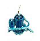 Turquoise Color Owl Family Ceramic Wall Ornament